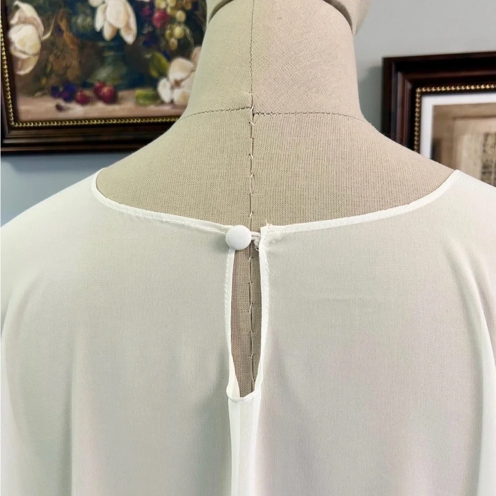 Women's White Layered Chiffon cape - Picture 5 of 5